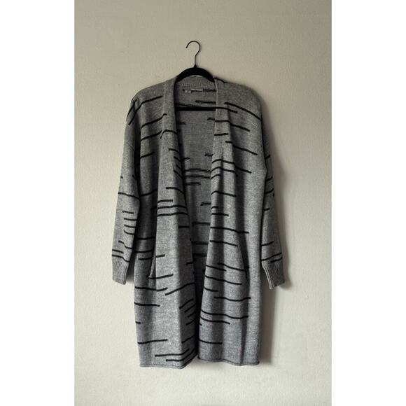 360 Sweater Size Medium Long Wool Alpaca Blend Gray Sweater Open Cardigan Boho - Picture 1 of 10